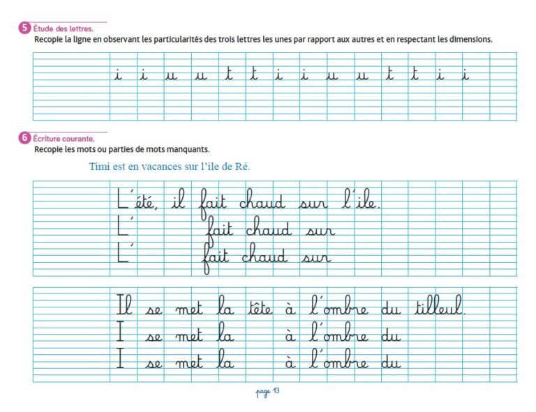 LA TAILLE DES CAPITALES et des autres lettres – Le geste d'écriture